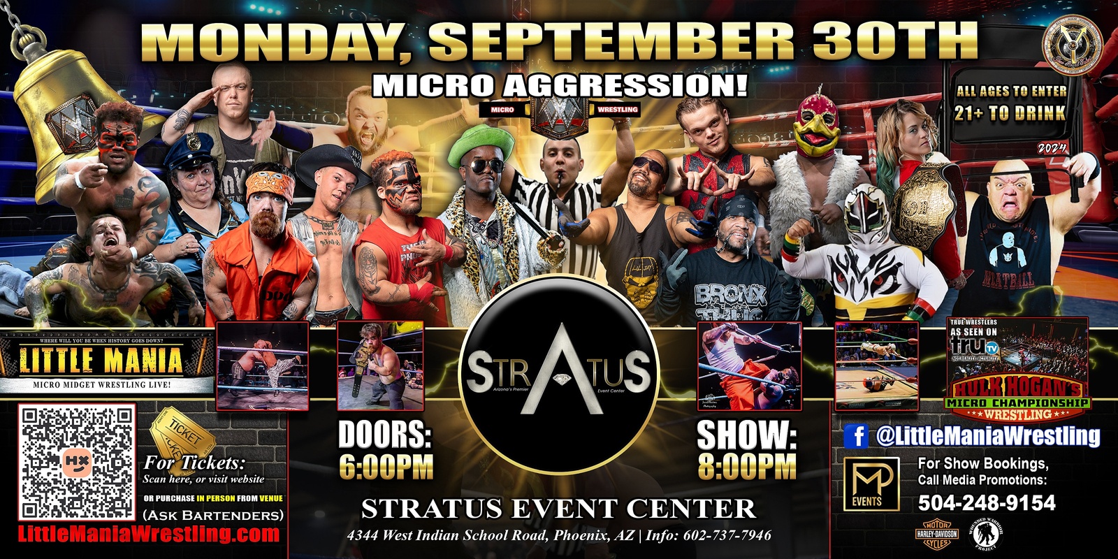 Banner image for Phoenix, AZ - Micro-Wrestling All * Stars, Show @ Stratus Event Center: Little Mania Rips Through the Ring!