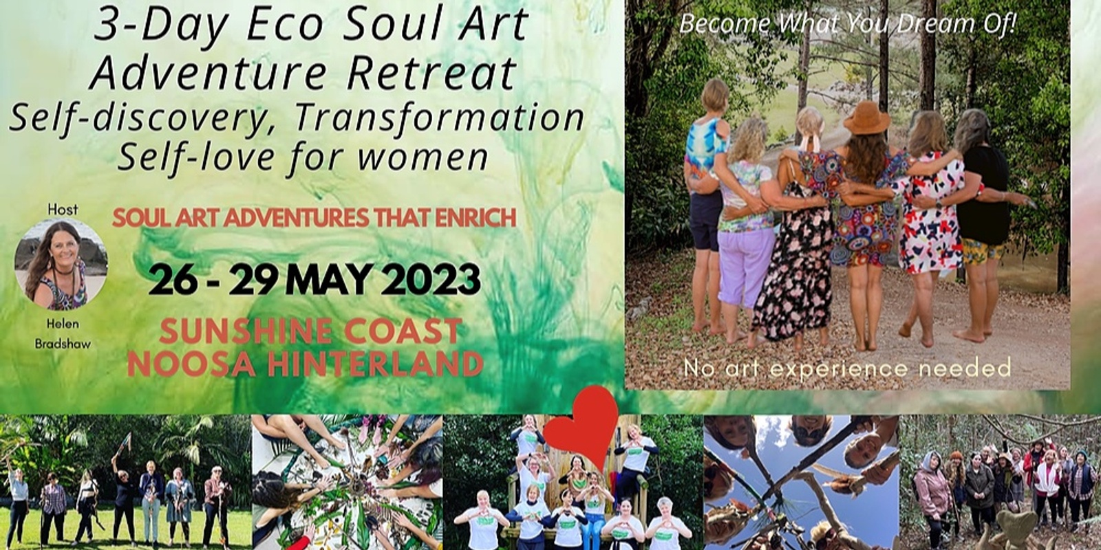 Banner image for 3 Night Eco Creative Expression Soul Art Adventure Retreat of Self-discovery, Transformation & Self-love for women. No art experience needed 