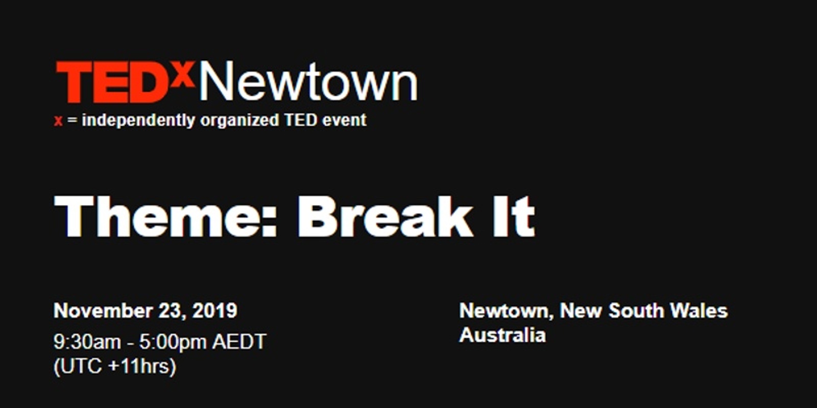 Banner image for TEDxNewtown 2019