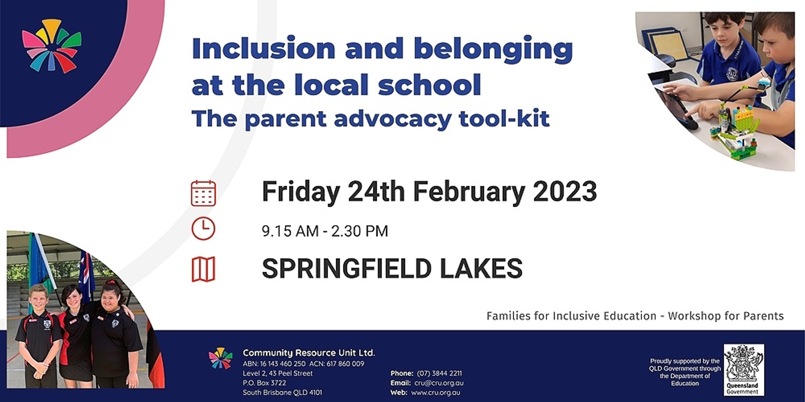Banner image for SPRINGFIELD LAKES: "Inclusion and belonging at the local school:  The parent advocacy tool-kit" - 24 February
