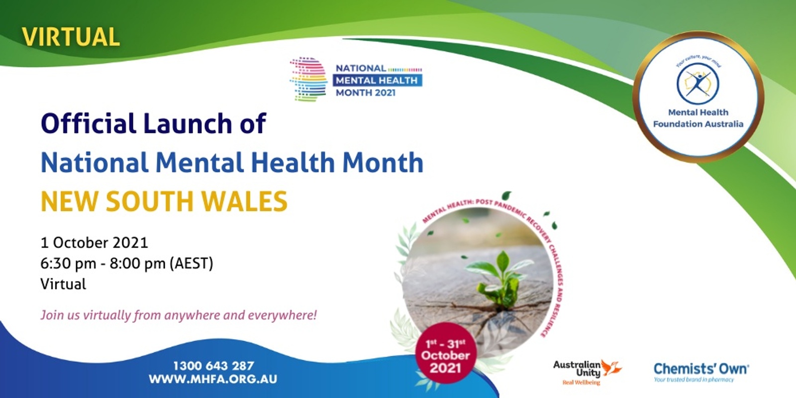 Banner image for VIRTUAL - Official Launch of National Mental Health Month - New South Wales