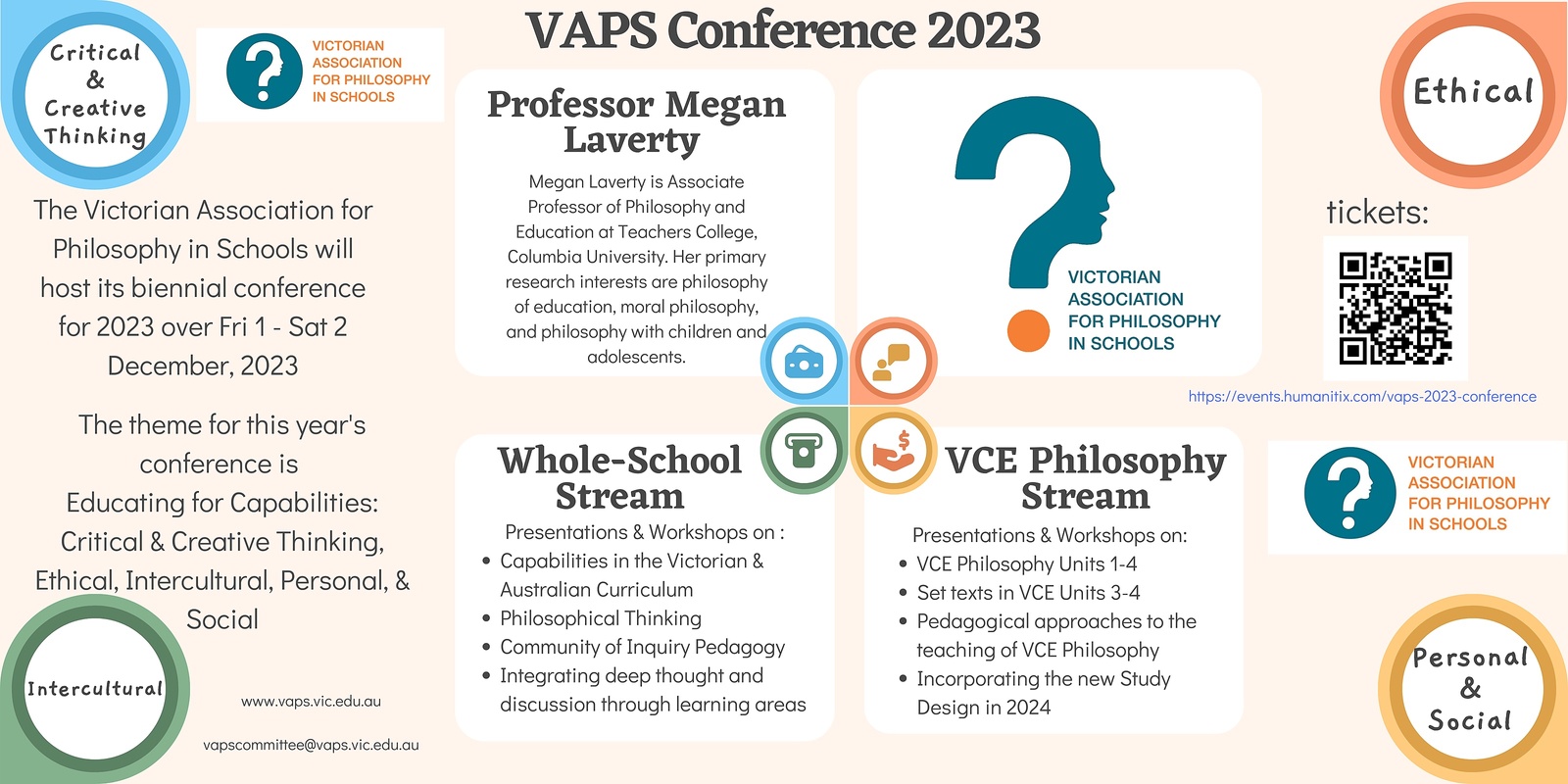 Banner image for VAPS 2023 Conference: Educating for Capabilities: Critical & Creative Thinking, Ethical, Intercultural, Personal, & Social