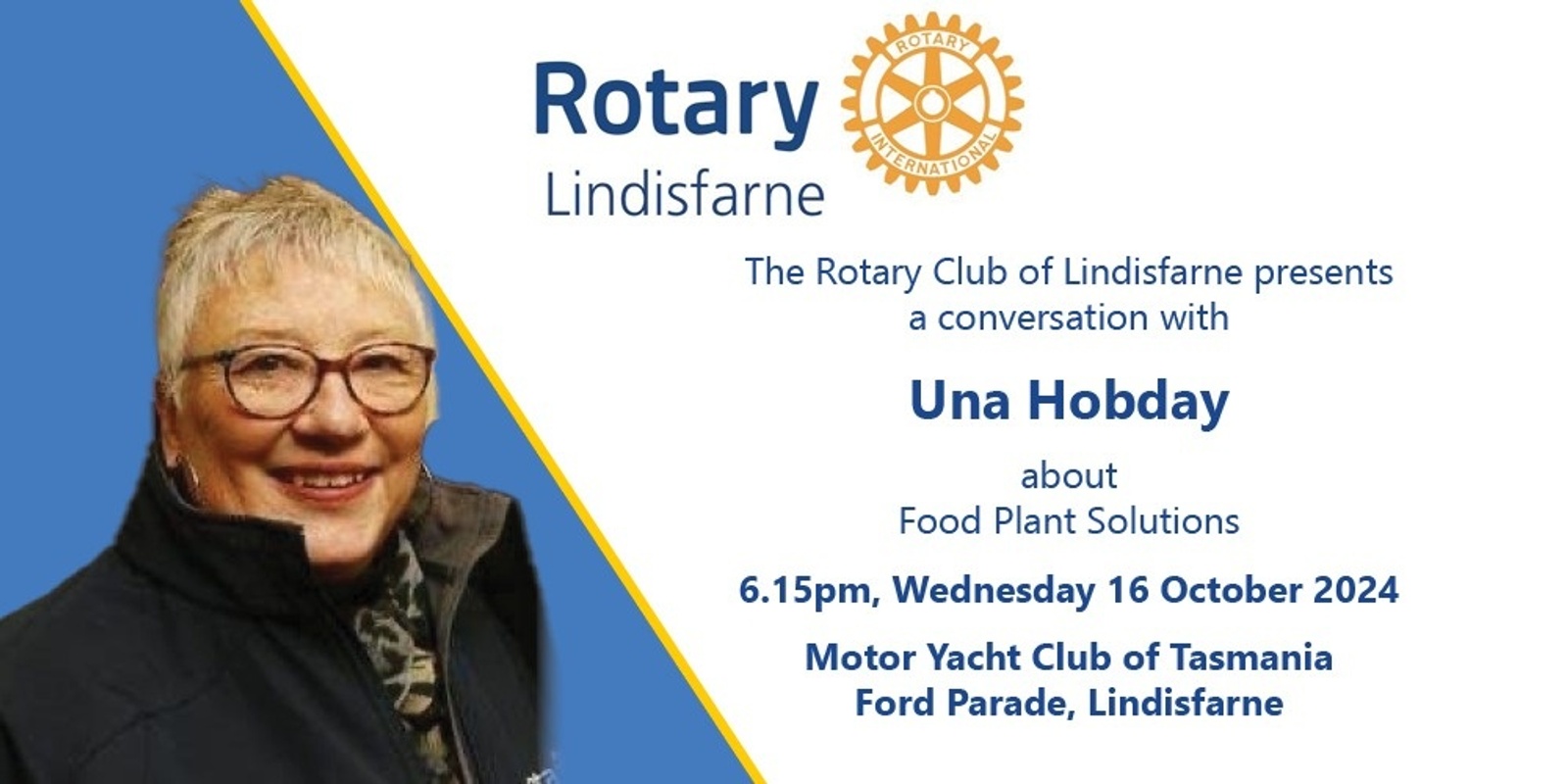 Banner image for Rotary Club of Lindisfarne Talks - Una Hobday