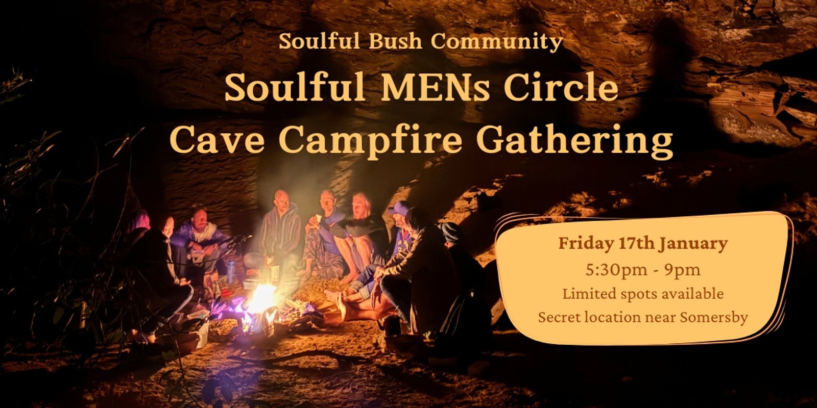 Banner image for Soulful Men's Circle - Bushwalk & Cave Campfire Chat - Somersby, Central Coast