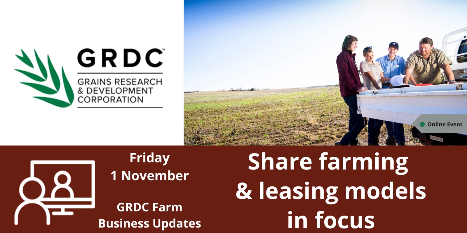 Banner image for GRDC Farm Business Update, Online - Share farming & leasing models in focus