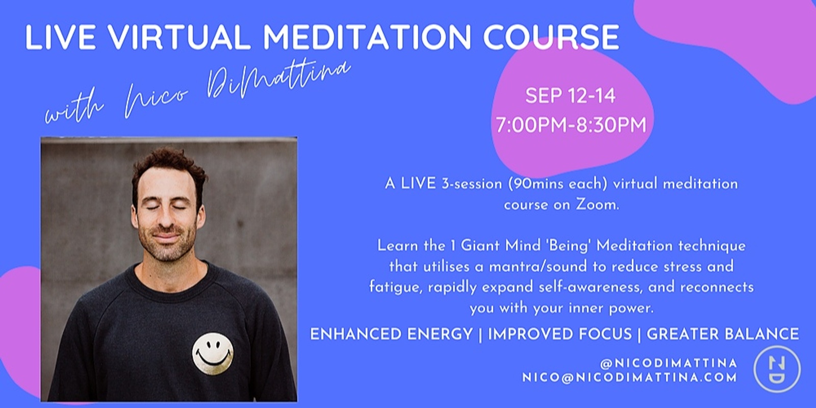 Banner image for LIVE Virtual Meditation Course | Sep12-14