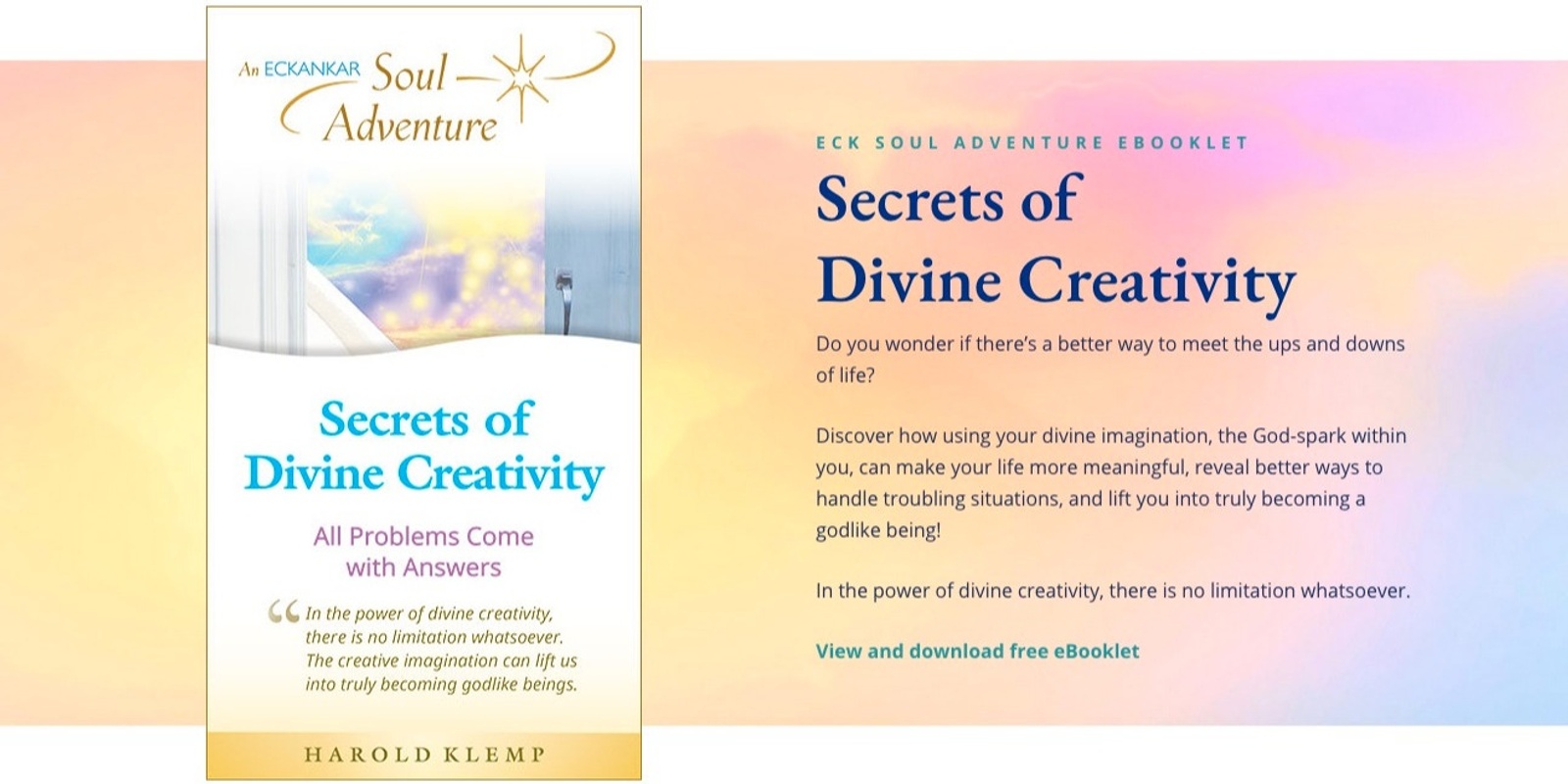 Banner image for Secrets of Divine Creativity: All problems come with answers
