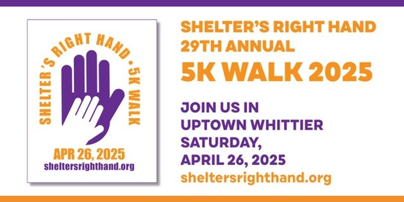 Banner image for Shelter's Right Hand 29th Annual 5K Walk