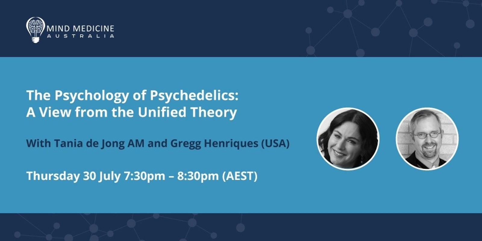 Banner image for Mind Medicine Australia Webinar Series -The Psychology of Psychedelics: A View from the Unified Theory