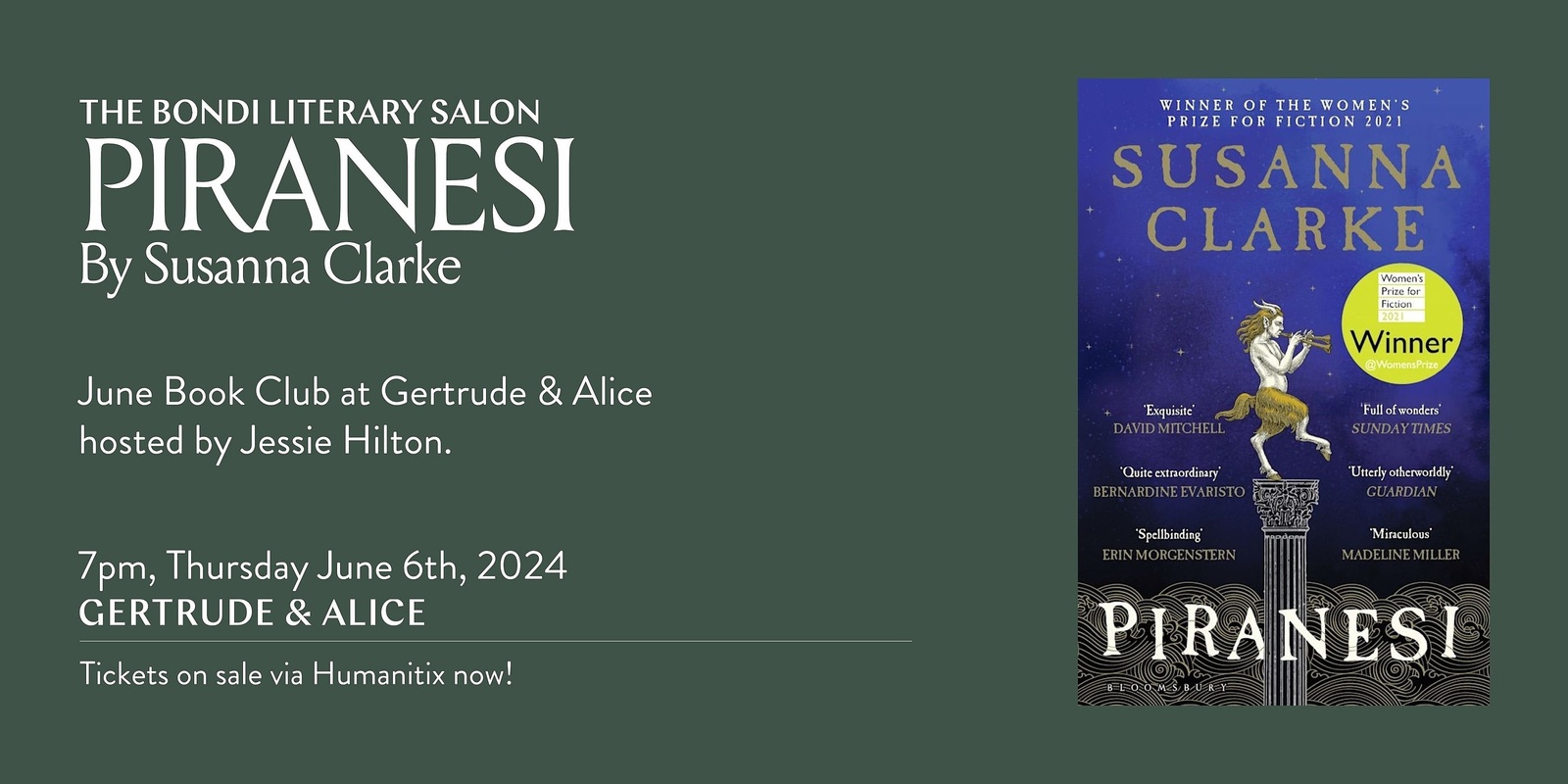 Banner image for Bondi Literary Salon June Book Club: Piranesi by Susanna Clarke