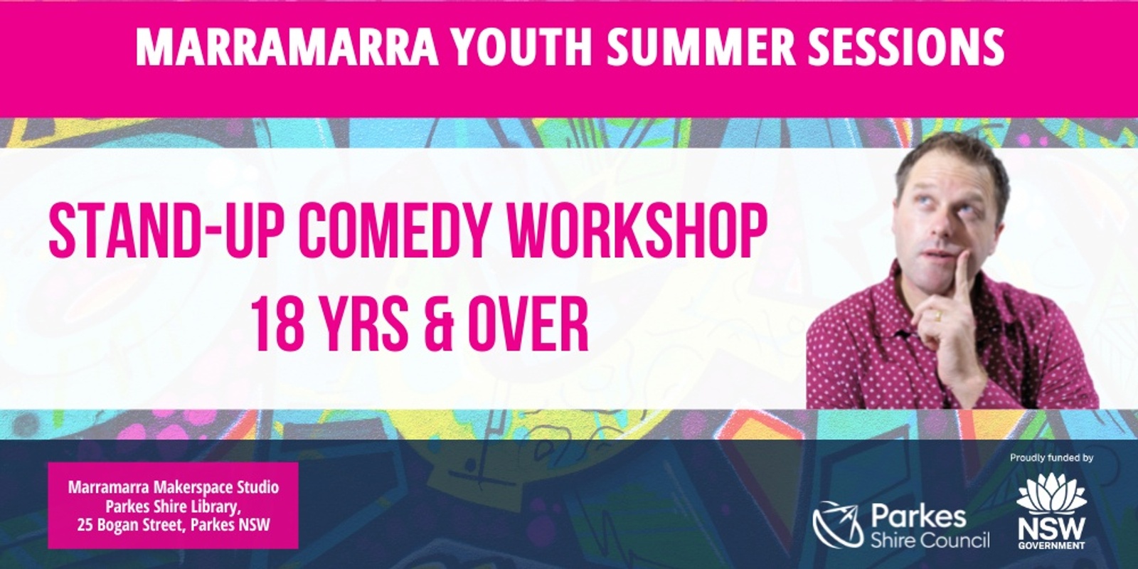 Banner image for Stand Up Comedy Workshop- 18+ years- Marramarra Youth Summer Sessions