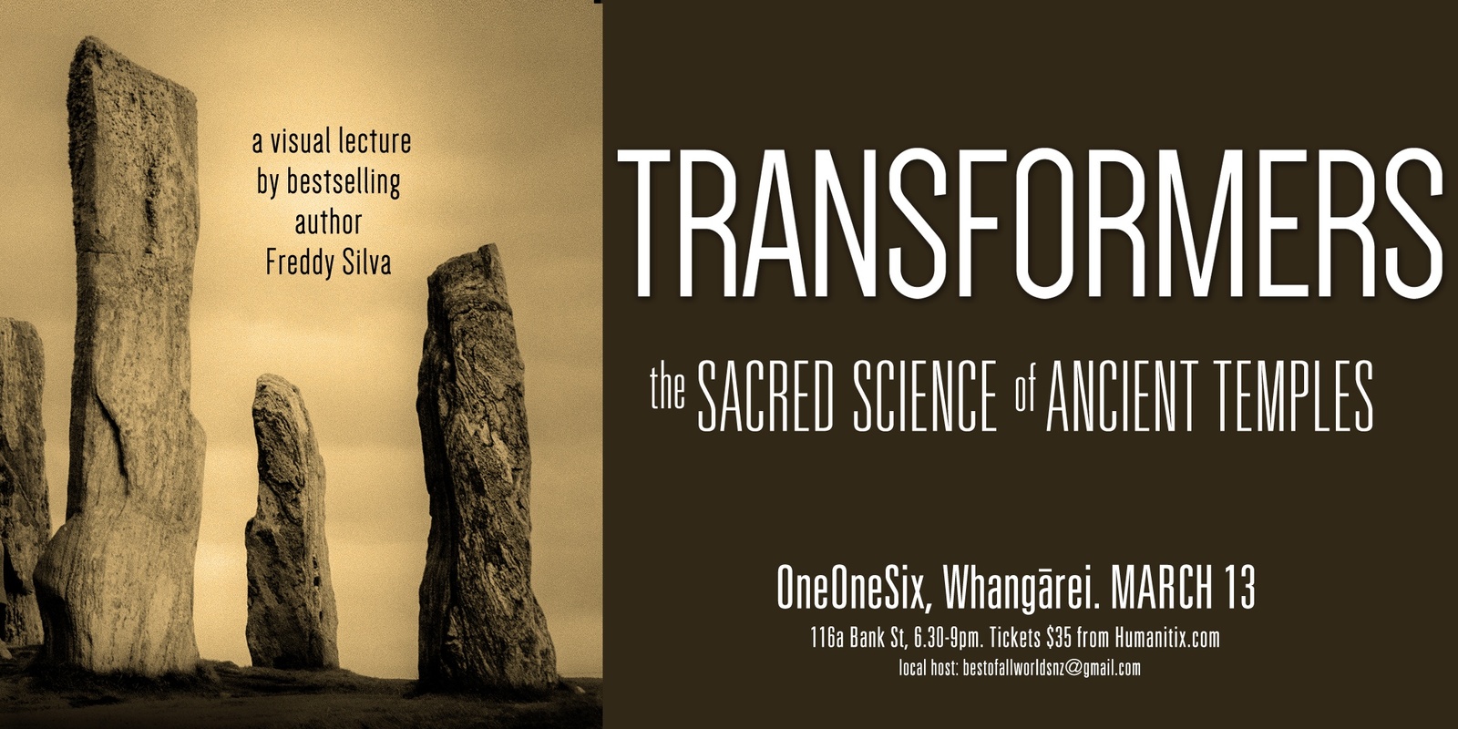 Banner image for TRANSFORMERS - The SACRED SCIENCE of ANCIENT TEMPLES (Replaces event ANCIENT NZ: Waitaha tradition & Egyptian-Andean Connection) - Freddy Silva Author & Researcher