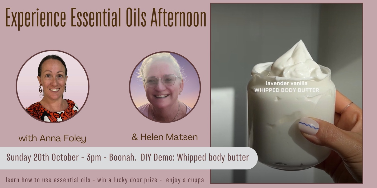 Banner image for October Experience Essential Oils Afternoon DIY demo: whipped body butter