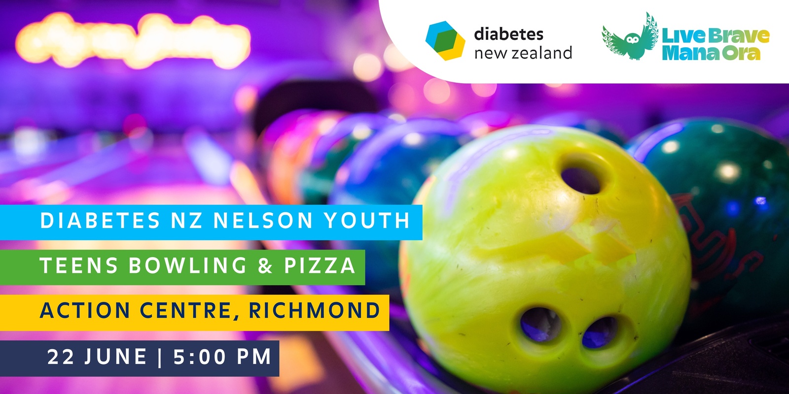 Banner image for Diabetes NZ Nelson Youth: Teens Bowling & Pizza Night!