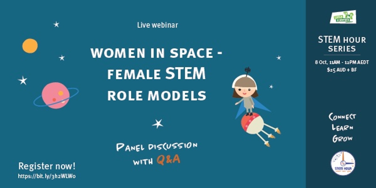 Banner image for STEM Hour: Connect, learn, grow - Women in space – female STEM role models 