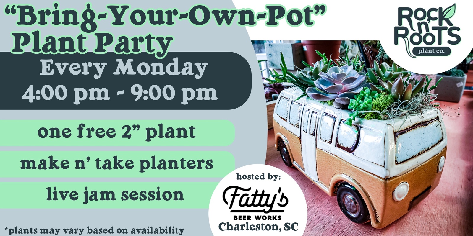 Banner image for "Bring Your Own Pot" Plant Party at Fatty's Beer Works (Charleston, SC)