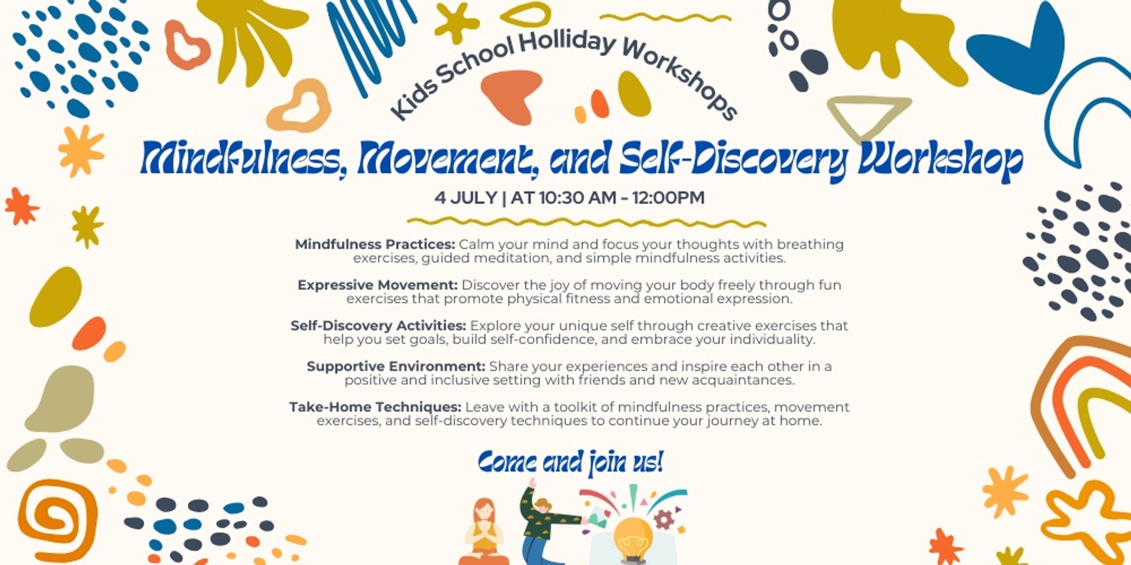 Banner image for School Holliday : Kids Mindfulness, Movement, and Self-Discovery Workshop With Amber