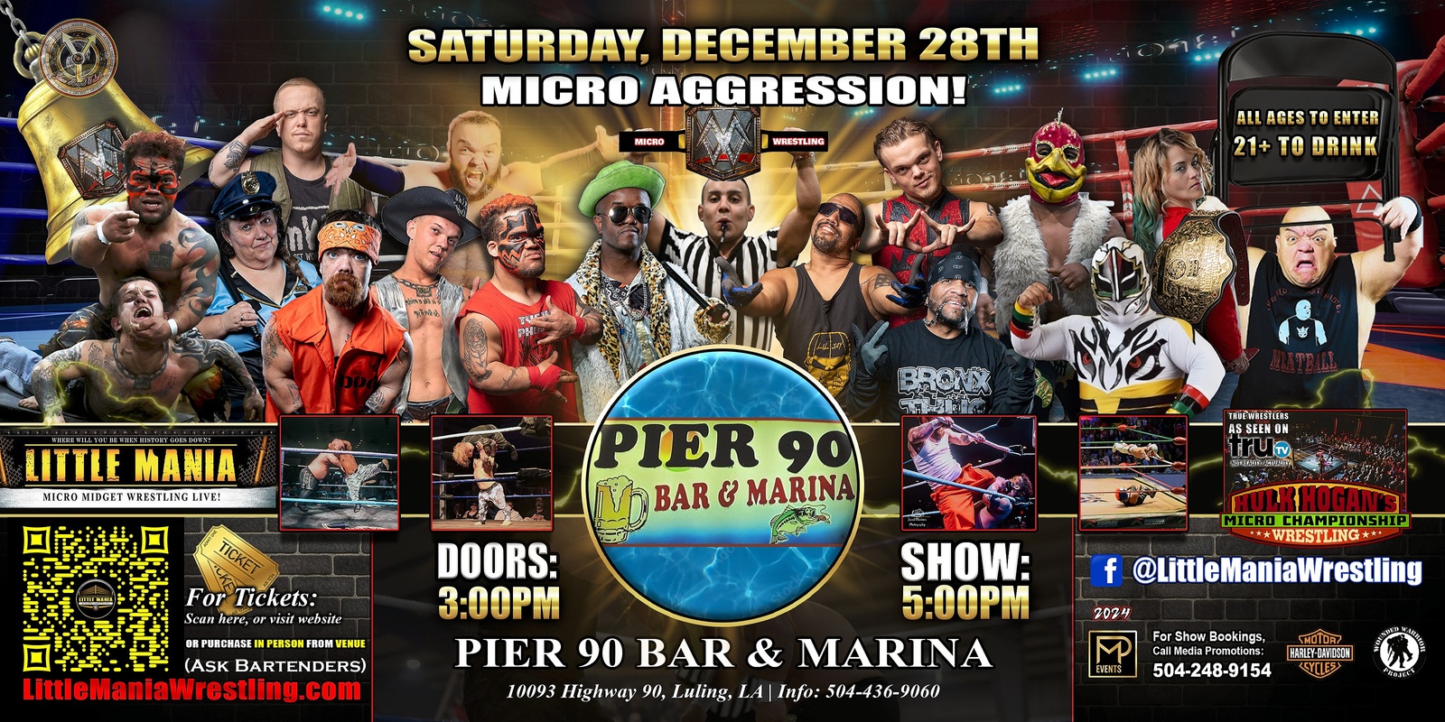 Banner image for Westwego, LA - Micro Wrestling All * Stars @ Pier 90 Bar & Marina: Little Mania Wrestling Rips through the Ring