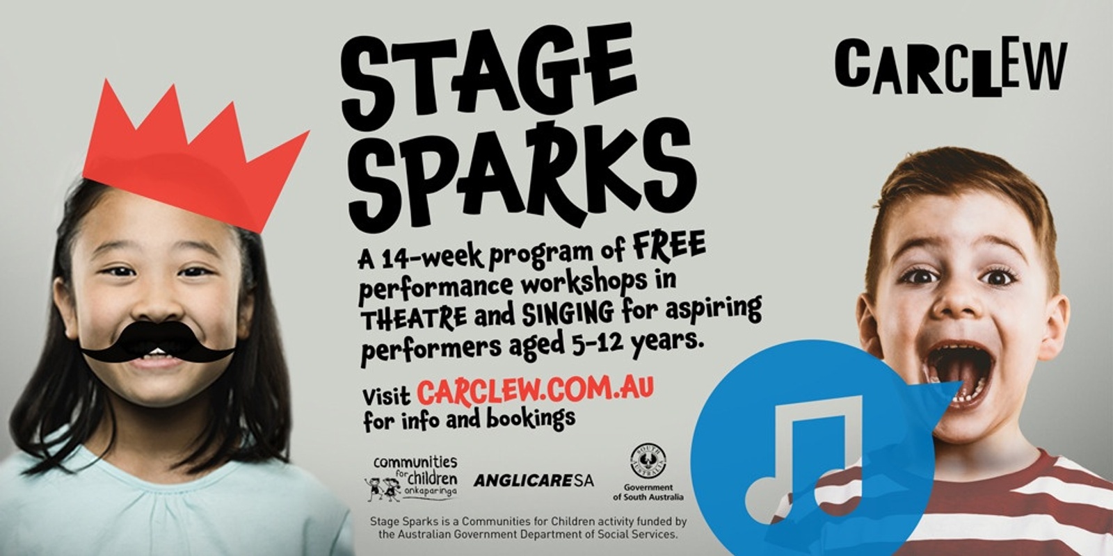 Banner image for Stage Sparks Term 3 & 4, 2021 | FREE Theatre and Singing Workshops | 14 week course