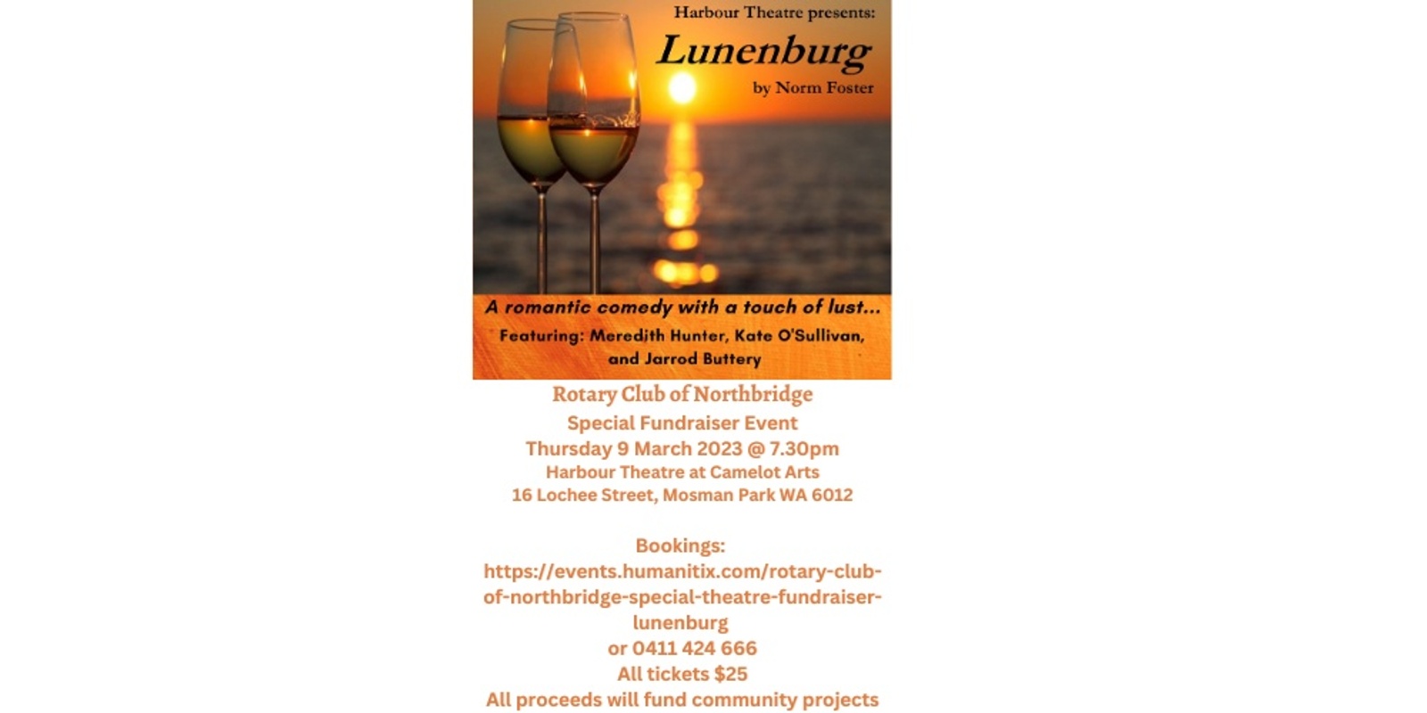 Banner image for Rotary Club of Northbridge Special Theatre Fundraiser 'Lunenburg'