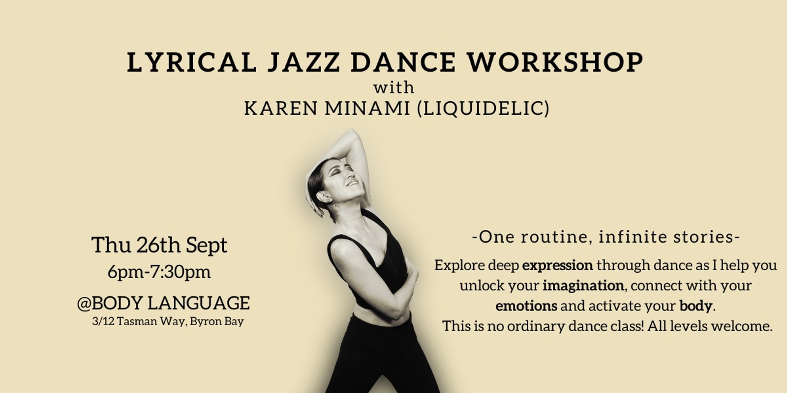 Banner image for Lyrical Jazz Dance Workshop By Karen Minami (Liquidelic)