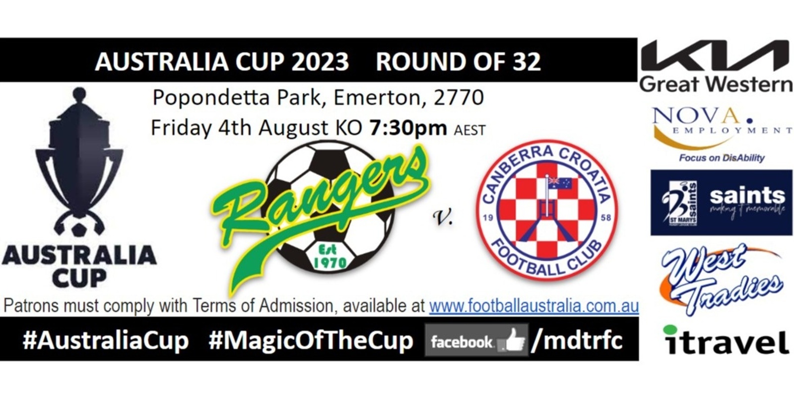 Banner image for Australia Cup 2023 Rof32 Mt Druitt Town Rangers v Canberra Croatia