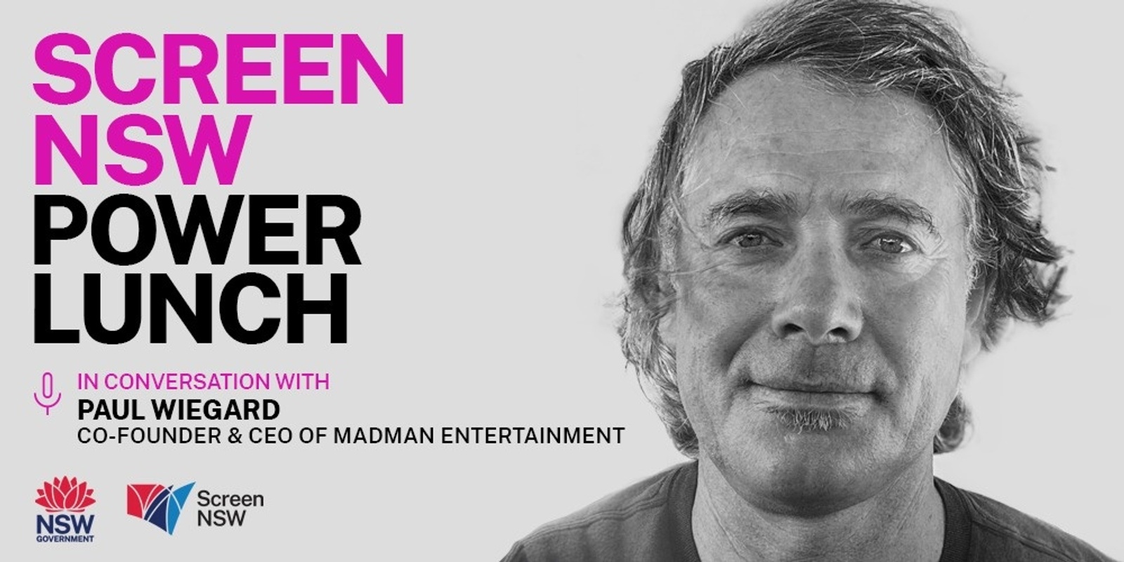 Banner image for Screen NSW Power Lunch webinar: With Paul Wiegard, Co-Founder and CEO of Madman Entertainment 