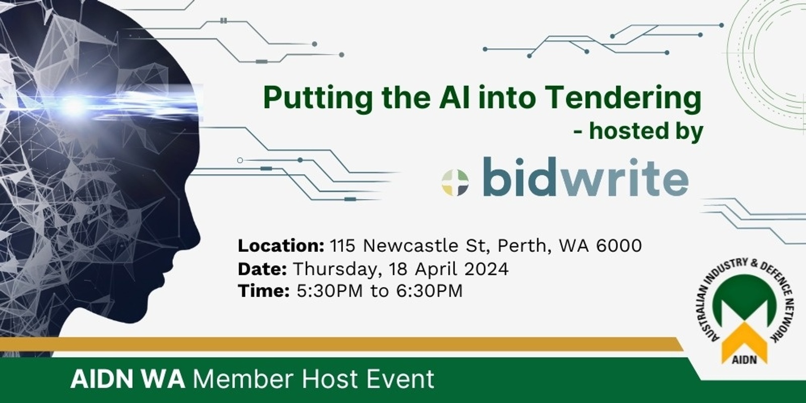 Banner image for AIDN WA Member Host Event - Putting the AI into Tendering - hosted by BidWrite
