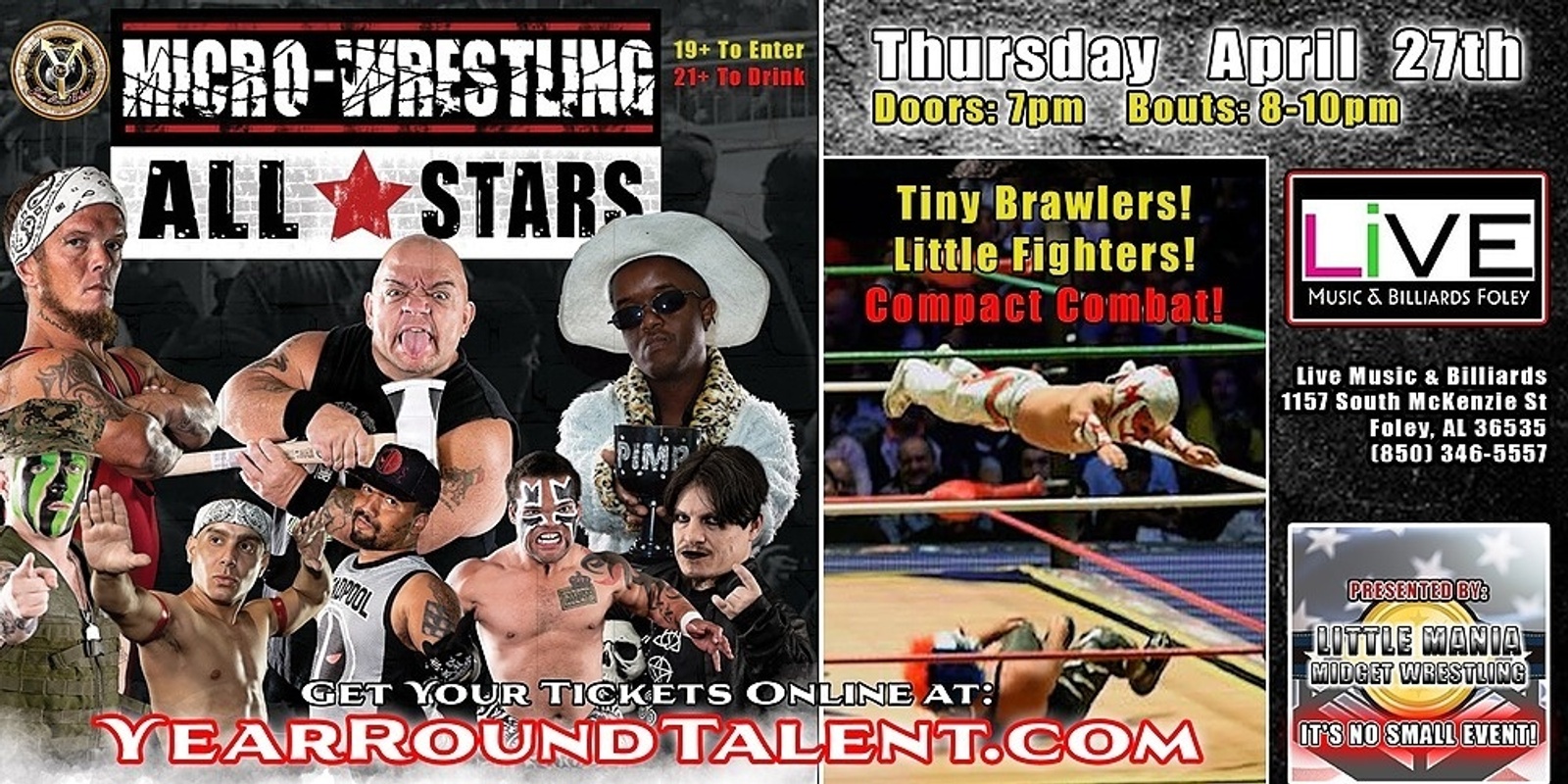 Banner image for Foley, AL - Micro-Wresting All * Stars: Little Mania Rips Through the Ring!