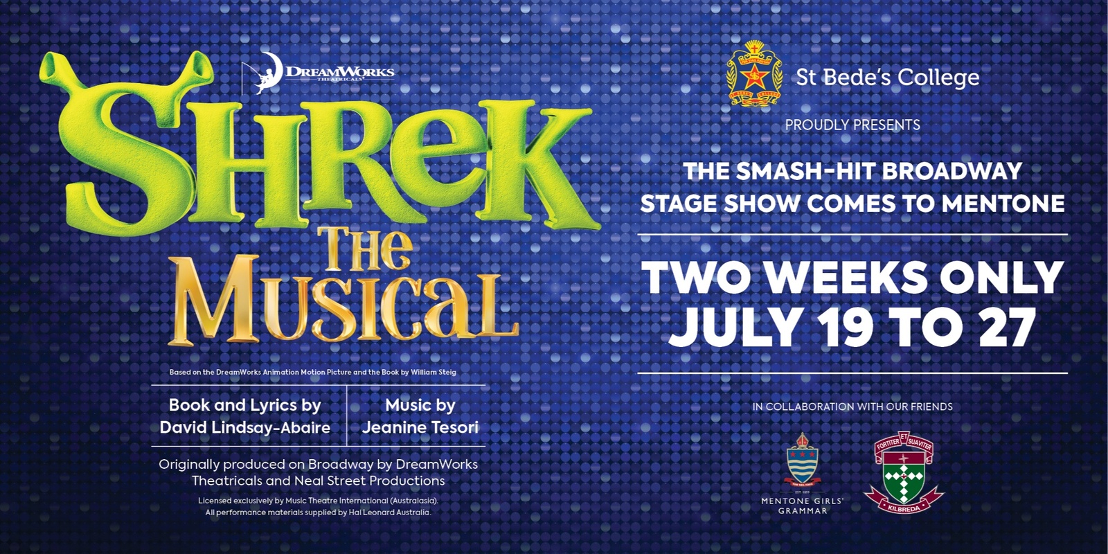 Banner image for 'Shrek! the Musical' Presented by St Bede's College 2024