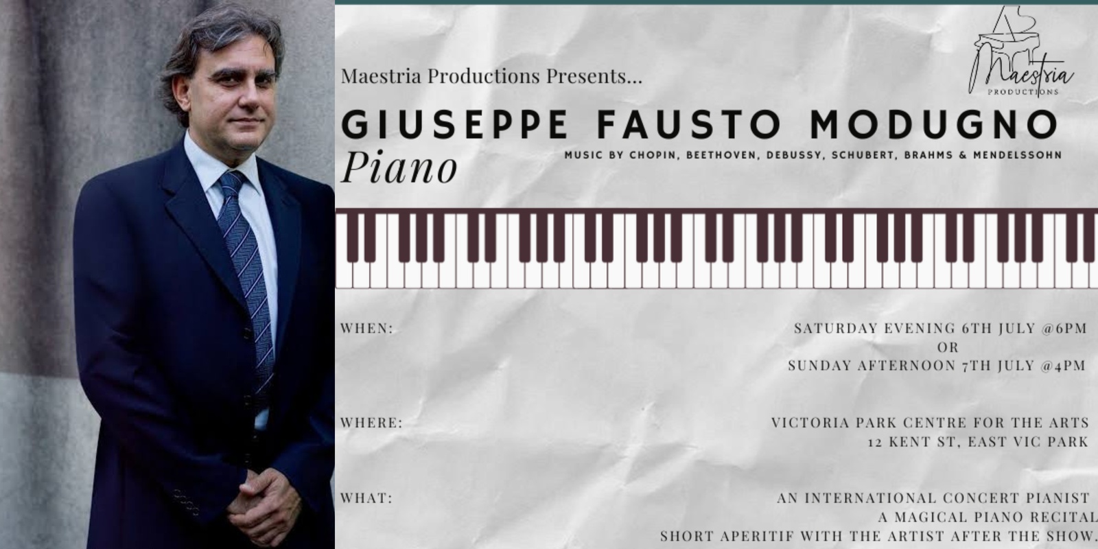 Banner image for SOLD OUT Cozy Winter Piano Recital Series:  Giuseppe Fausto Modugno