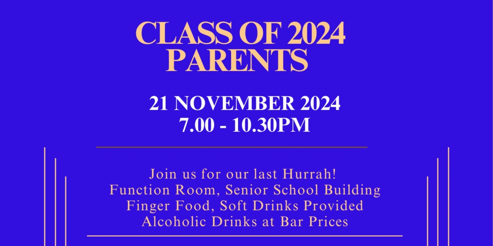 Banner image for Caulfield Grammar CC Class of 2024 Parents’ Drinks