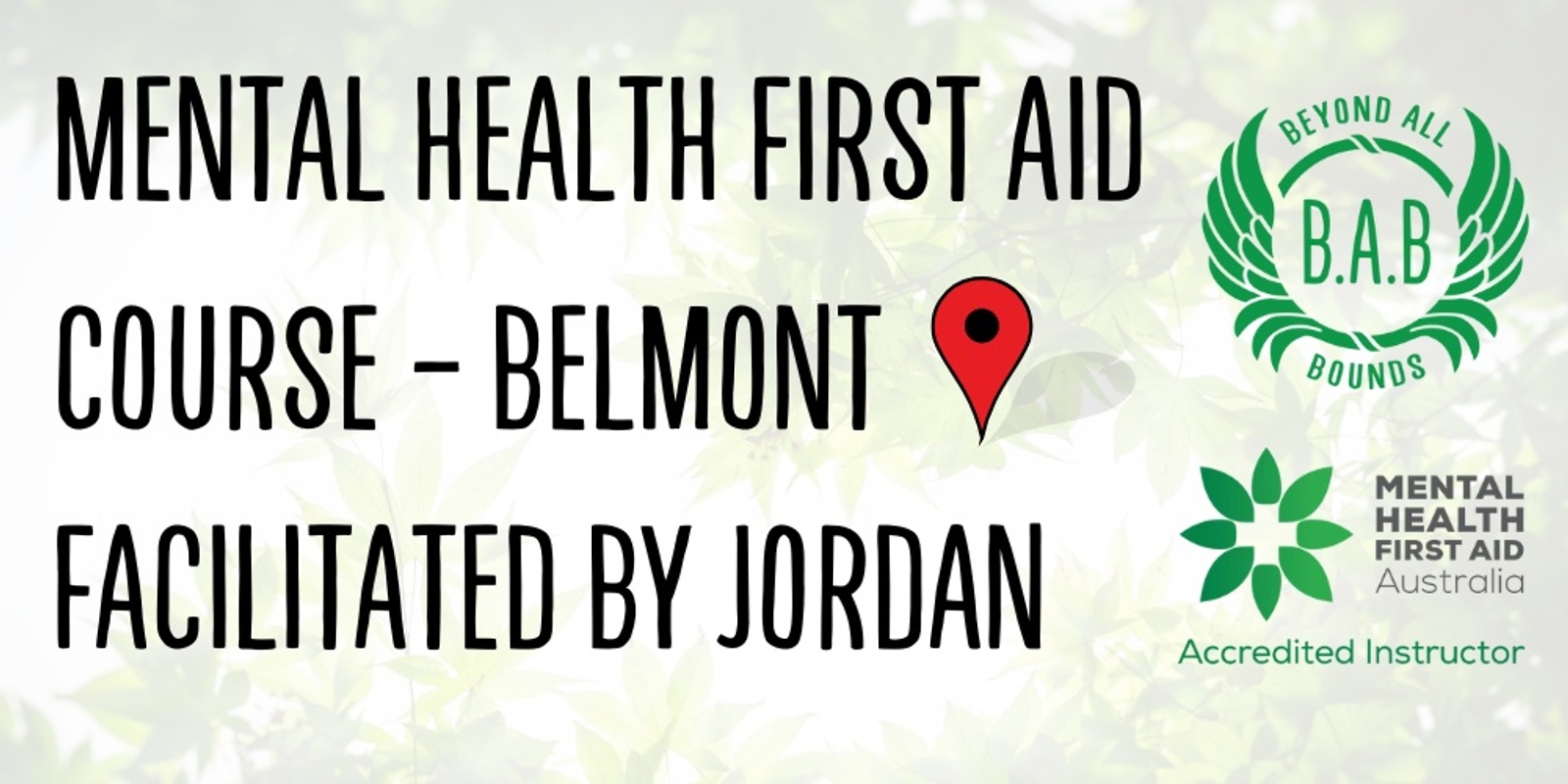 Banner image for Standard Mental Health First Aid Course - Belmont w/Jordan