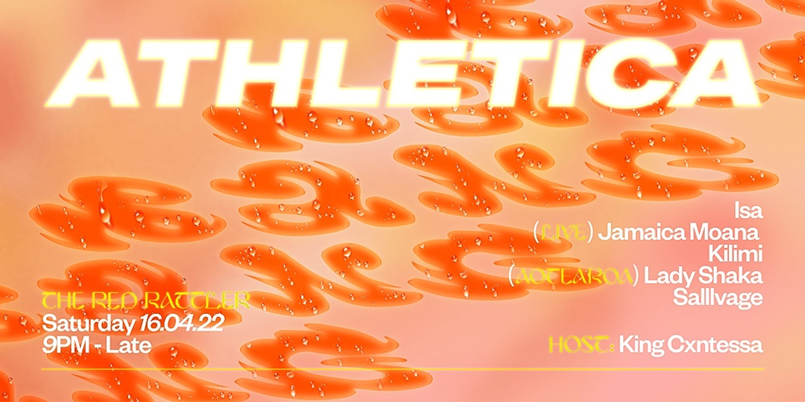 Banner image for Athletica BANG ft. Lady Shaka (Aotearoa), Jamaica Moana (Live), Kilimi, Salllvage, & Isa