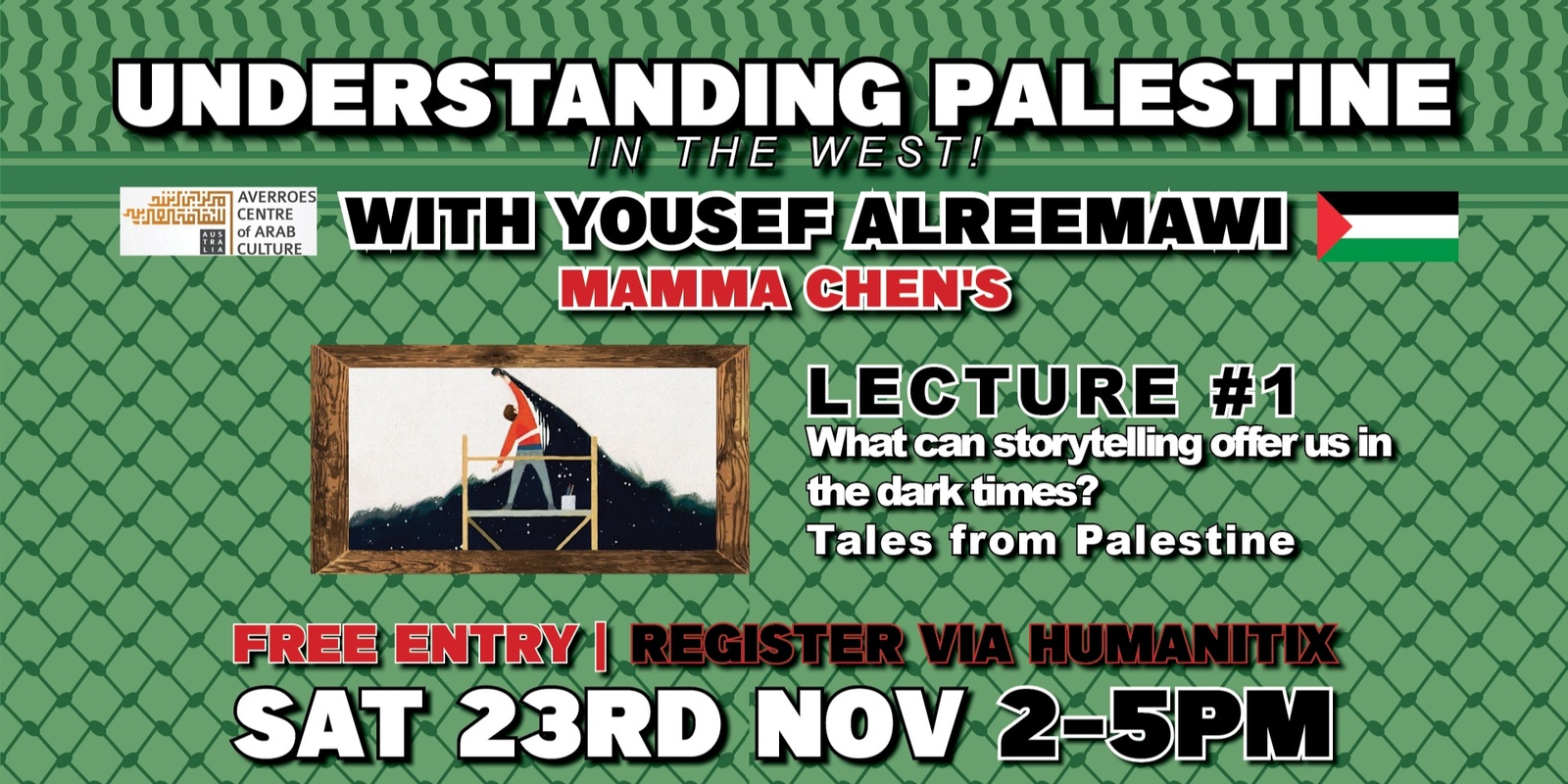 Banner image for UNDERSTANDING PALESTINE in the west! with Yousef Alreemawi at Mamma Chen's