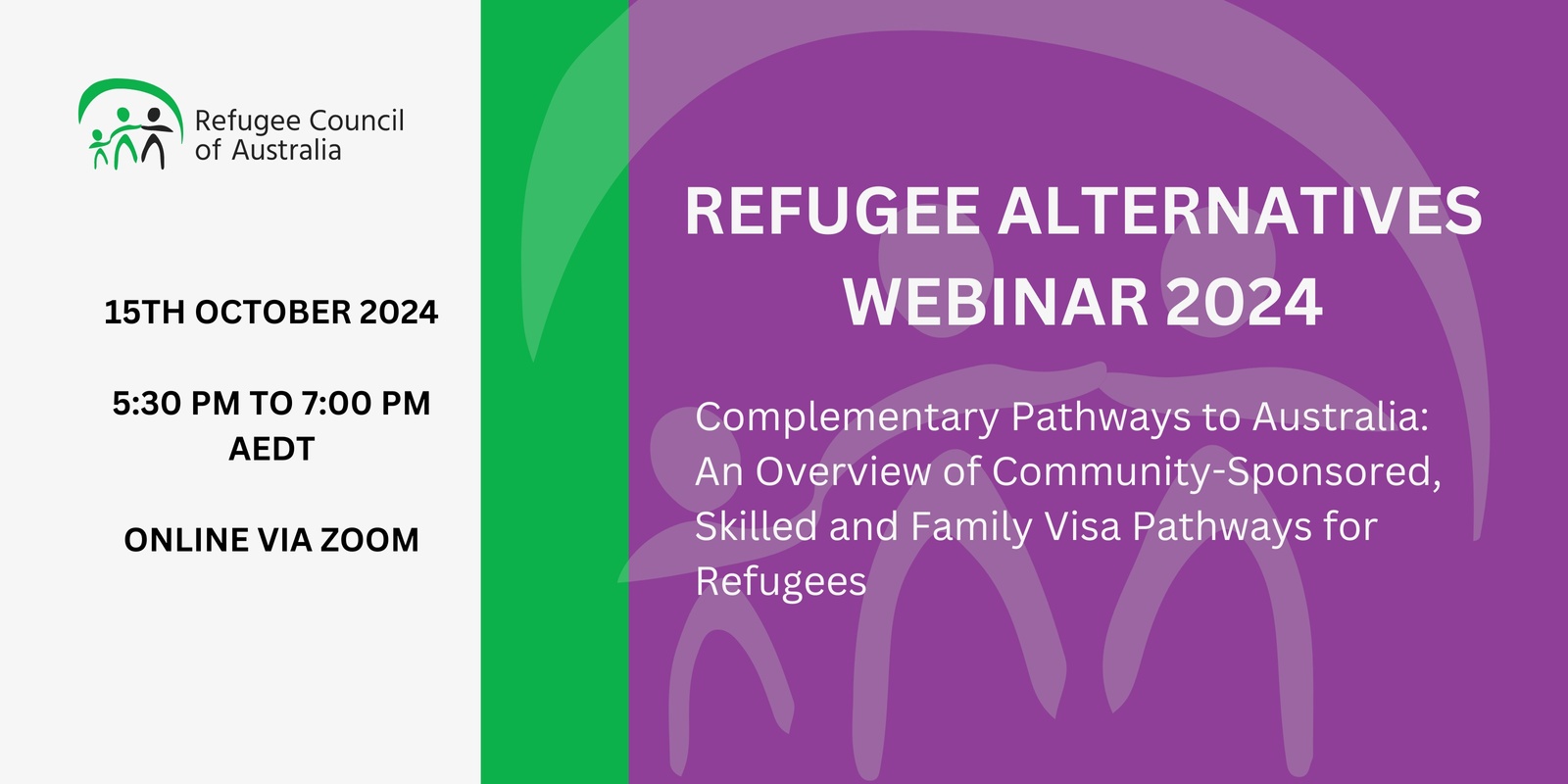 Banner image for Refugee Alternatives Webinar October 2024