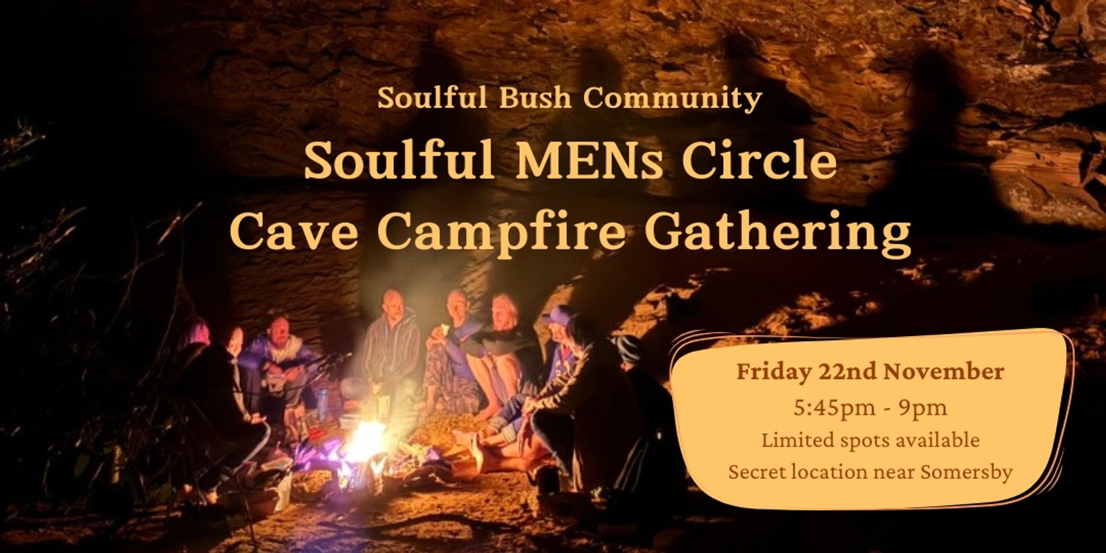 Banner image for Soulful Men's Circle - Bushwalk & Cave Campfire Chat - Somersby, Central Coast