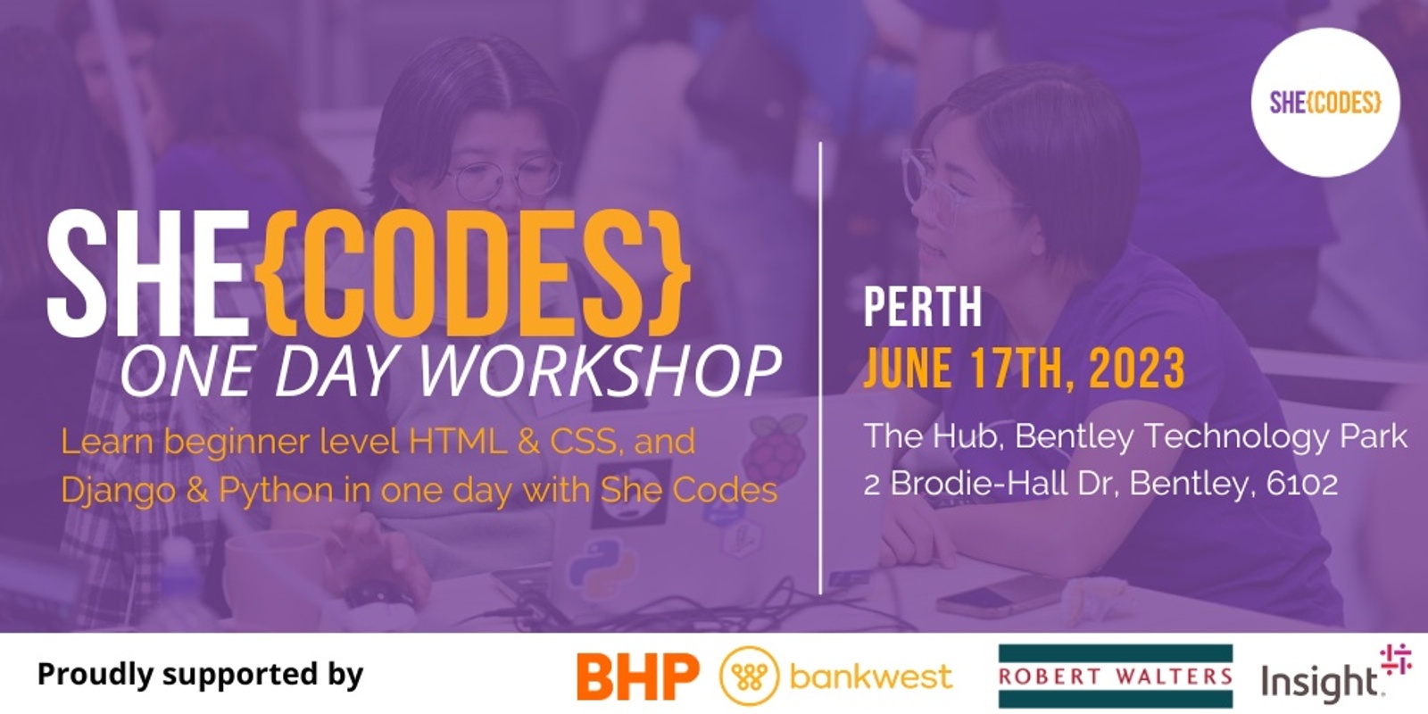 Banner image for She Codes Perth; Free 1 Day Coding Workshop for Women