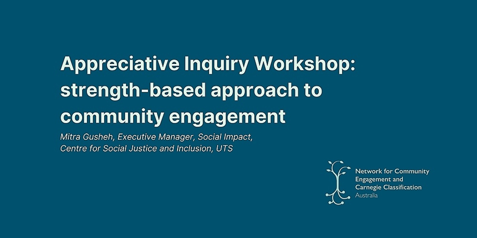 Banner image for Appreciative Inquiry Workshop: strength-based approach to community engagement