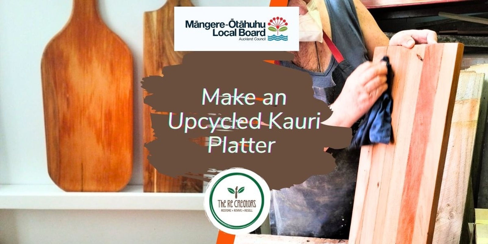 Banner image for Make an Upcycled Kauri Platter, Whare Koa Community House, Friday 20 September, 10am - 12.30pm.