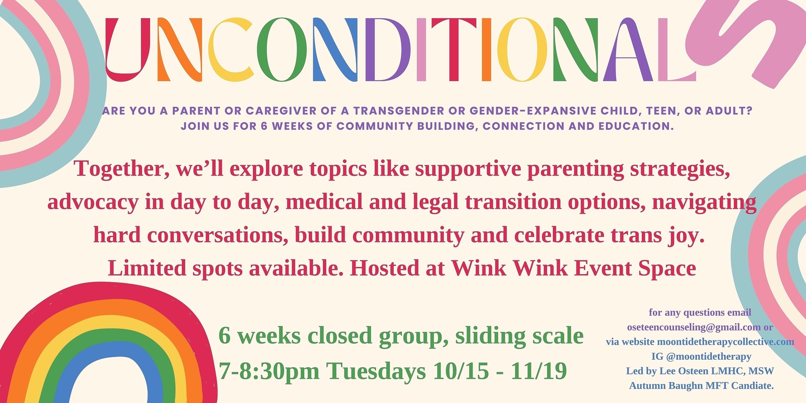 Banner image for Unconditional: A Support Group for Parents of Trans Kids/Teens