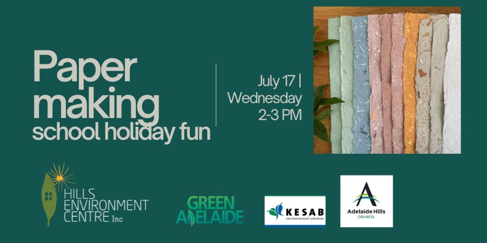 Banner image for Paper Making school holiday workshop - KESAB