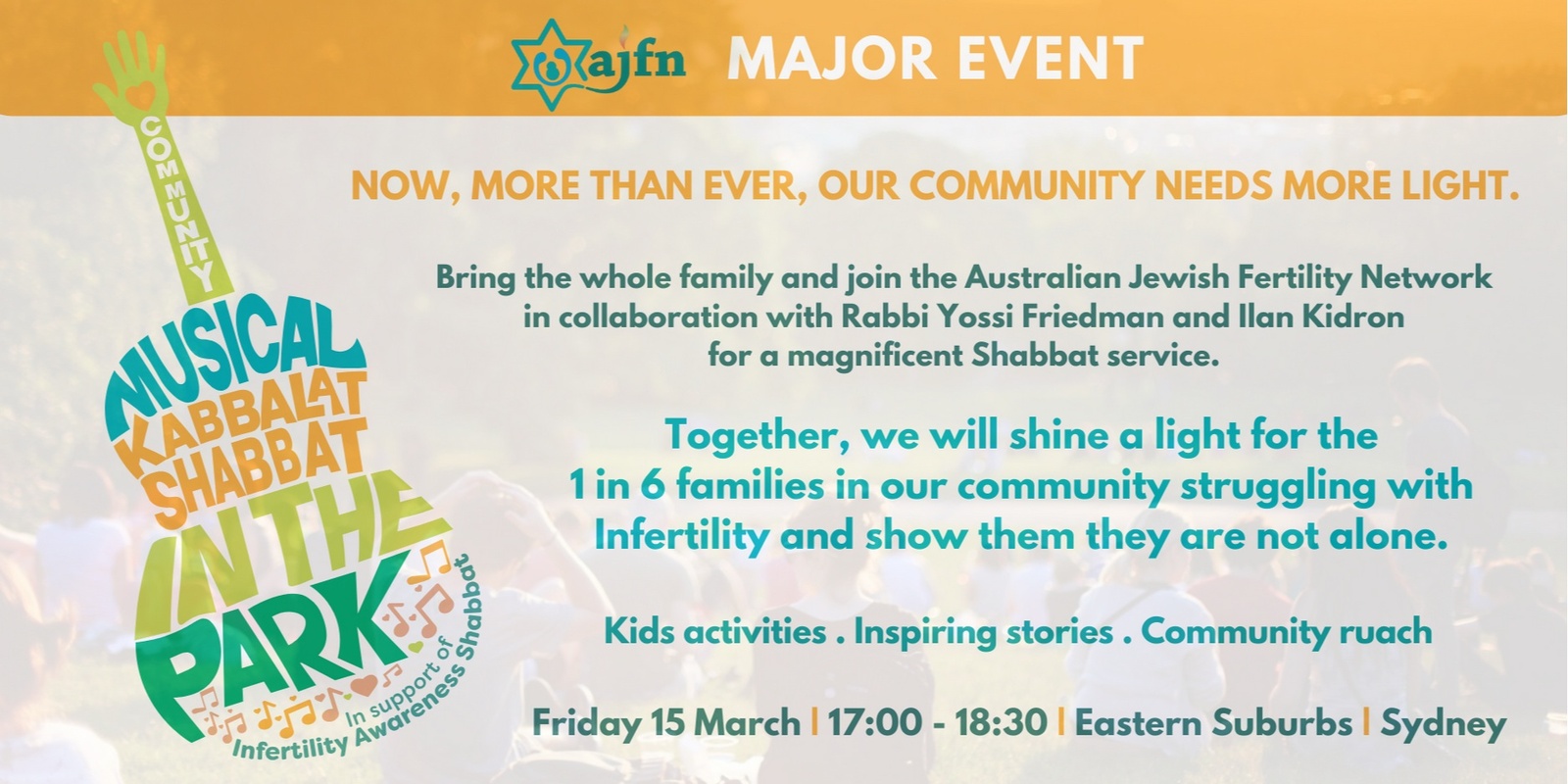 Banner image for Infertility Awareness Shabbat 2024 - Musical Kabbalat Shabbat