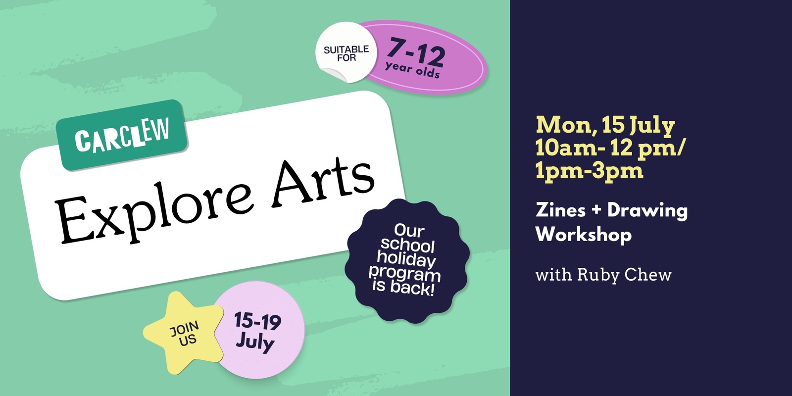 Banner image for Explore Arts: Zines + Drawing Workshop with Ruby Chew