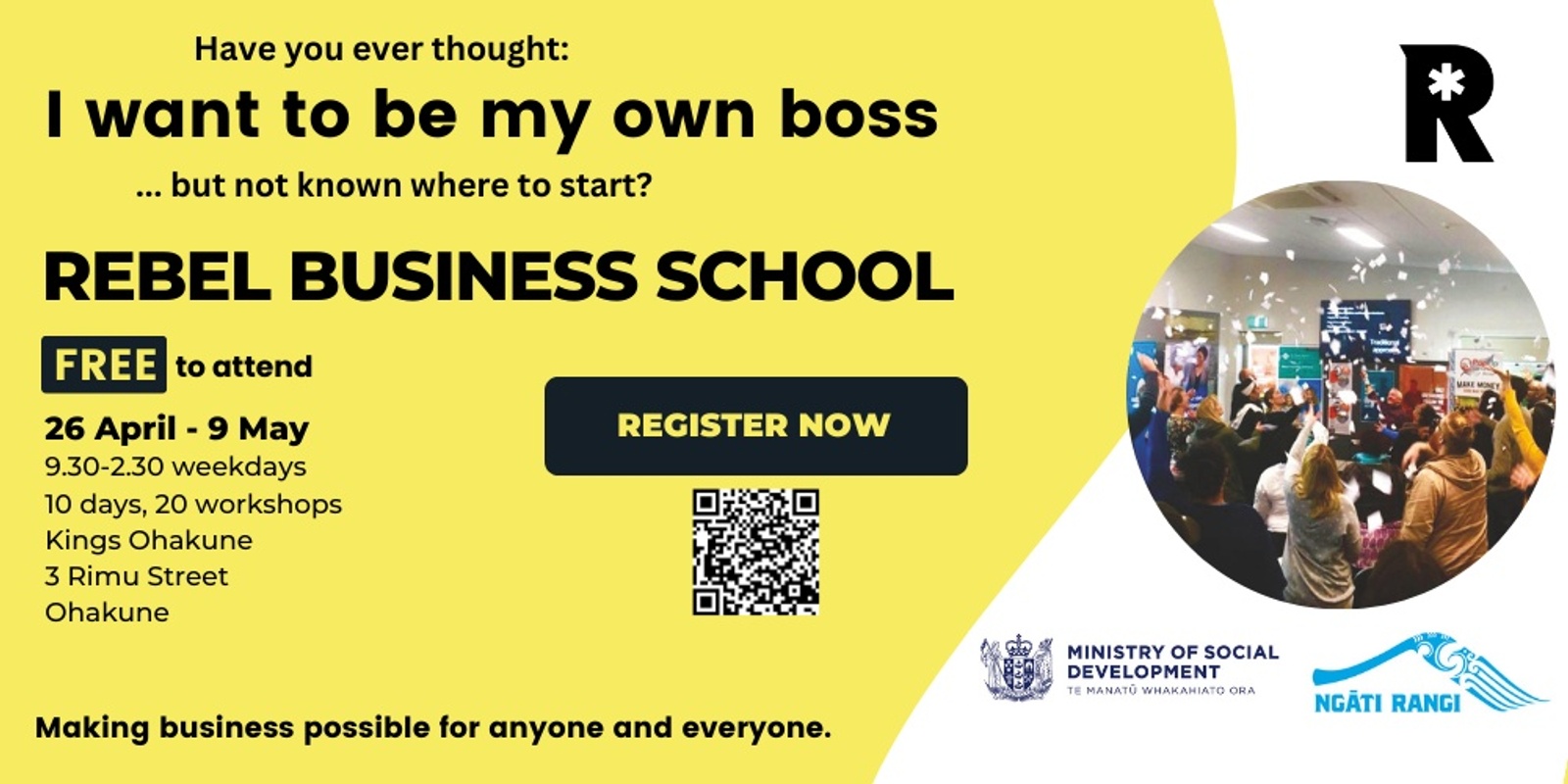 Banner image for Rebel Business School, Ohakune 2023