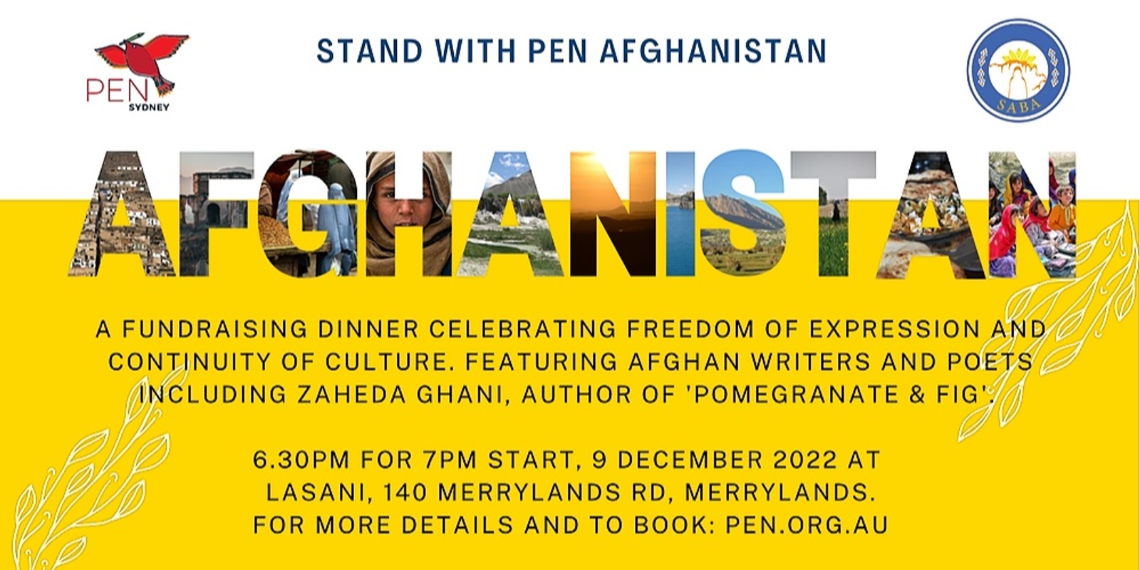 Banner image for Fundraising dinner for PEN International in support of Afghanistan