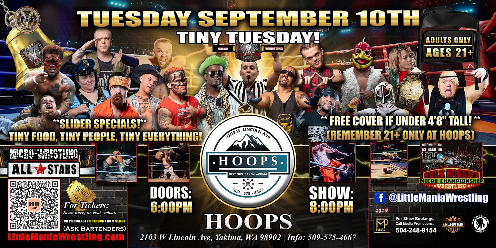 Banner image for Yakima, WA - Micro-Wrestling All * Stars @ Hoops: Little Mania Rips Through the Ring on Tiny Tuesday!