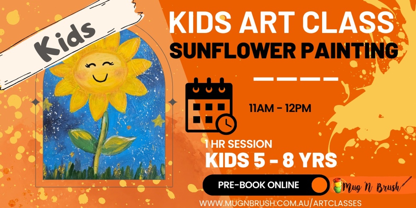 Banner image for Kids Holiday Session - Sunflower Painting - 5-8 yrs