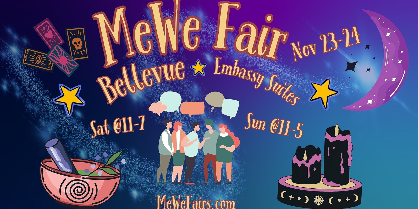 Banner image for Magickal Metaphysics & Wellness MeWe Fair + Gem Show in Bellevue, 100 Booths / 45 Talks 11/23-24/24