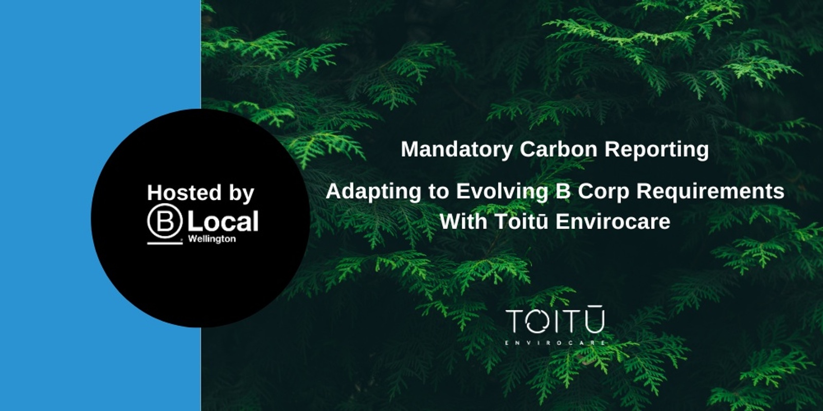 Banner image for B Local Aotearoa x Toitū Webinar: Mandatory Carbon Reporting - Adapting to Evolving B Corp Requirements